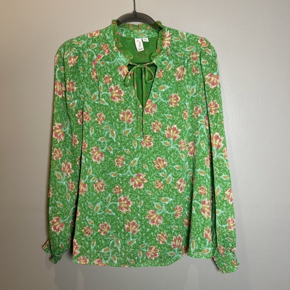 Joie Tops - Joie Blouse Top Womens M Green Floral Pullover Peasant Cottagecore Boho Prairie